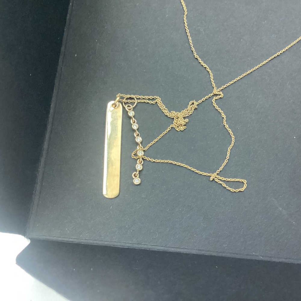 Lulu Jack Vertical Bar and Diamond Bezel Link Necklace - Picture 6 of 7